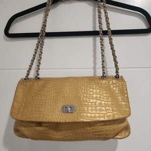 Elie Tahari Yellow Embossed Leather Crossbody Bag